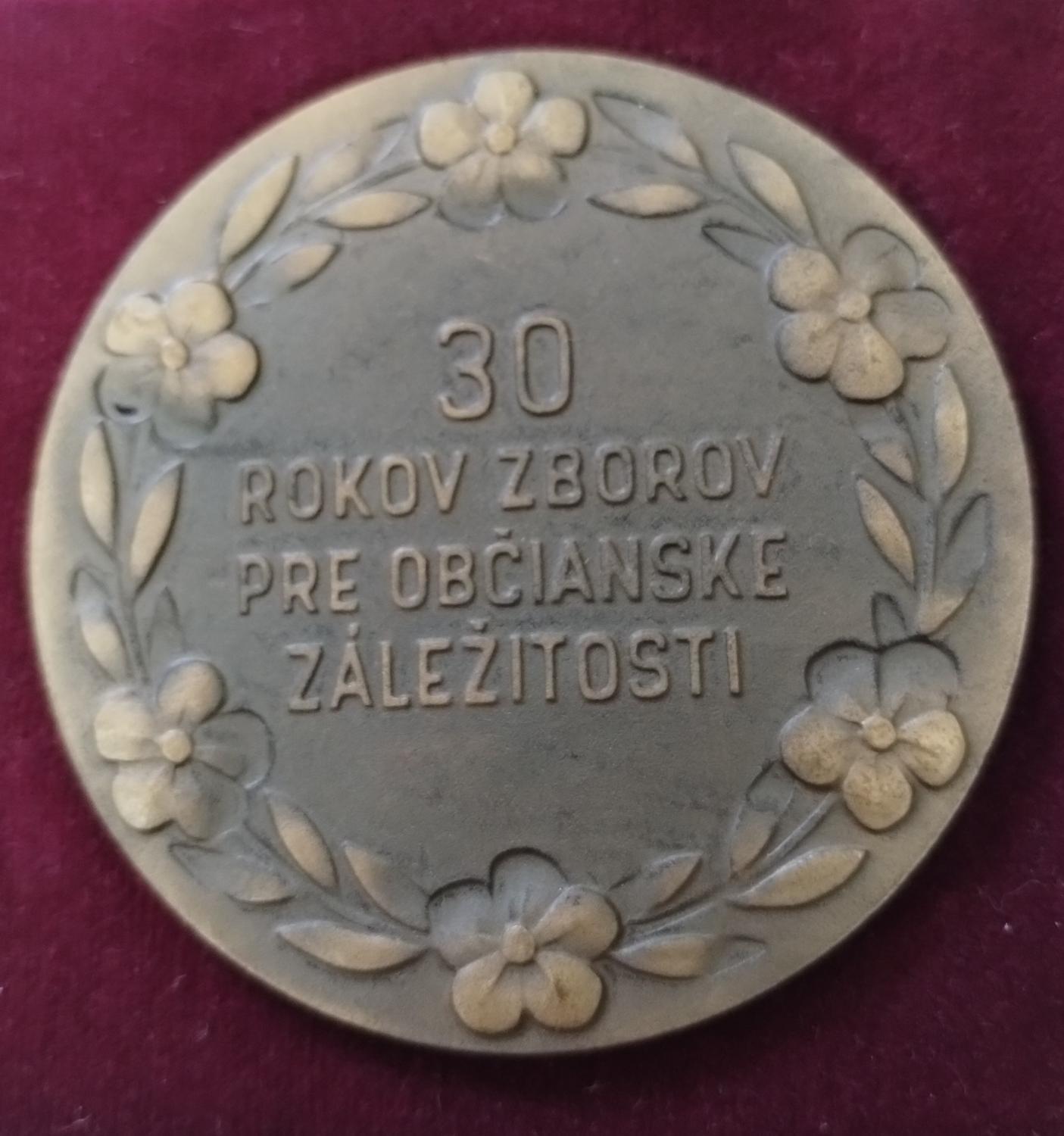 Predná strana - Zbory pre občianske záležitosti 30 výročie