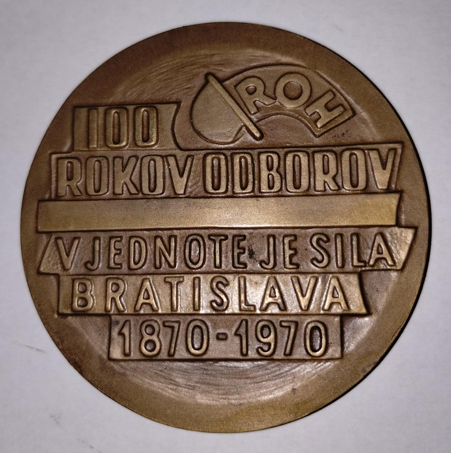 Predná strana - ROH Bratislava 100 rokov odborov